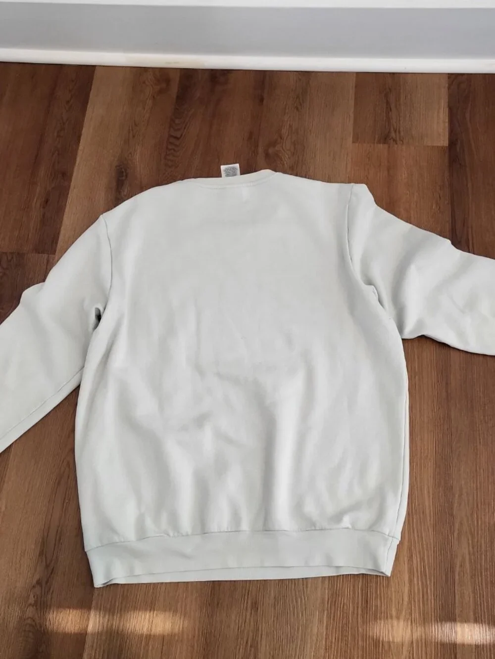 Adidas Men’s Large Crewneck Sweatshirt Cream Green Logo Fleece Pullover